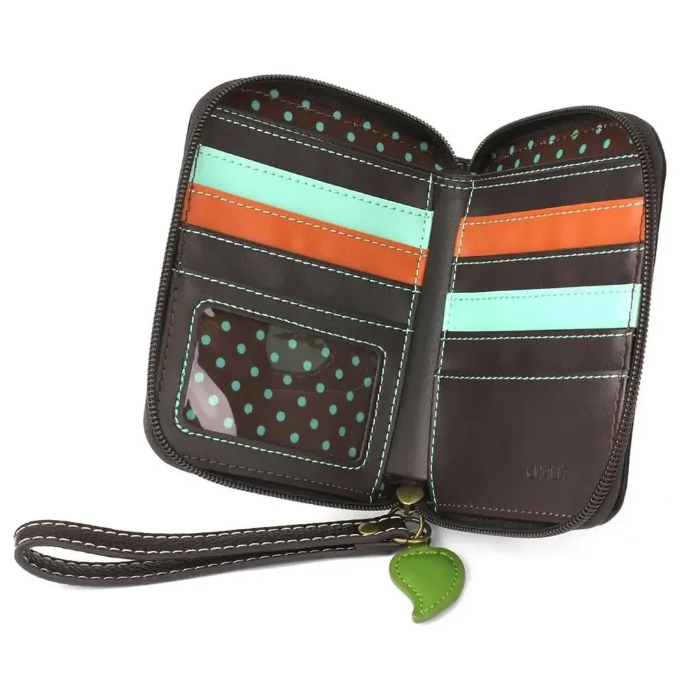 Chala Zip Around Faux Leather Wallet Wristlet - Sunflower Group, Black NWT